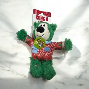 Kong Holiday‎ Christmas Wild Knots Bear Red S/M Squeaky Plush Dog Toy